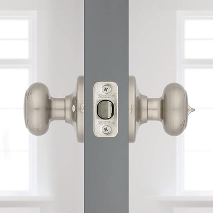 Kwikset Cove Interior Privacy Door Knob with Lock, Door Handle for Bathroom and Bedroom, Satin Nickel Keyless Turn Lock Doorknob, with Microban Protection (Pack of 4)