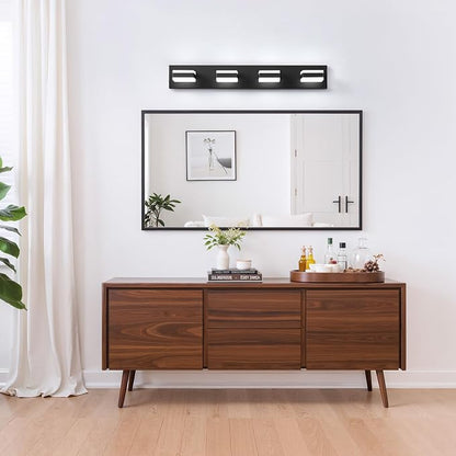 Bathroom Lighting Fixtures Over Mirror, 4 Light Black Vanity Light | Cool White, 5000K, Modern Vanity Wall Lights for Bath, Dressing Room, Restroom, 29.5 inch