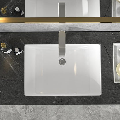 Sarlai Undermount Bathroom Sink - 20.5 x 14.5 inch Rectangular White Ceramic Vessel Sink with Overflow, Modern Vanity Art Basin, Interior Bowl Size 18.3" x 12.3"
