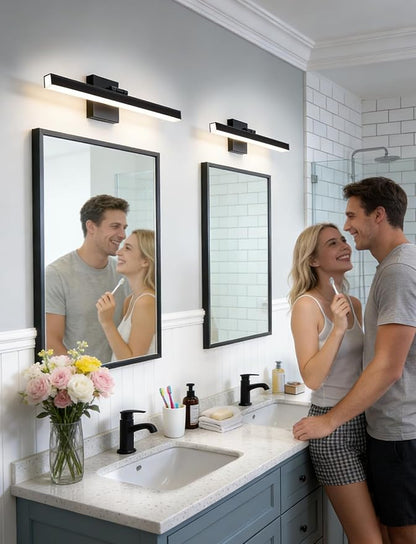 IZORRO Modern Bathroom Vanity Light 16 inch, Rotatable, 12W Dimmable Led Bathroom Light Fixture Over Mirror, Black Vanity Light Bar (5 Color Temperature)