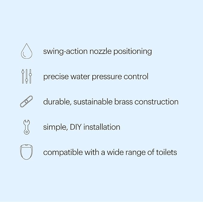 Brondell SMB-15 Side Mounted Manual Bidet Attachment for Toilet Seats with Adjustable Sprayer and Water Pressure, Thin Profile, Chrome (Ambient Temperature)