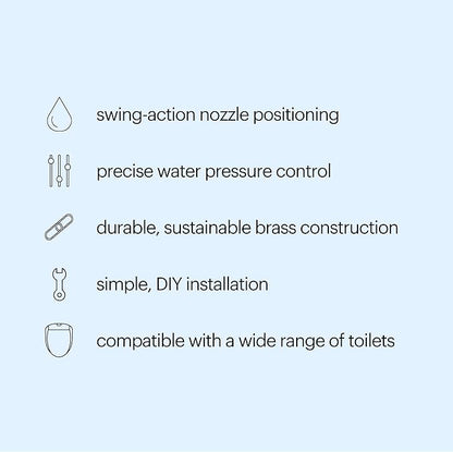 Brondell SMB-15 Side Mounted Manual Bidet Attachment for Toilet Seats with Adjustable Sprayer and Water Pressure, Thin Profile, Chrome (Ambient Temperature)