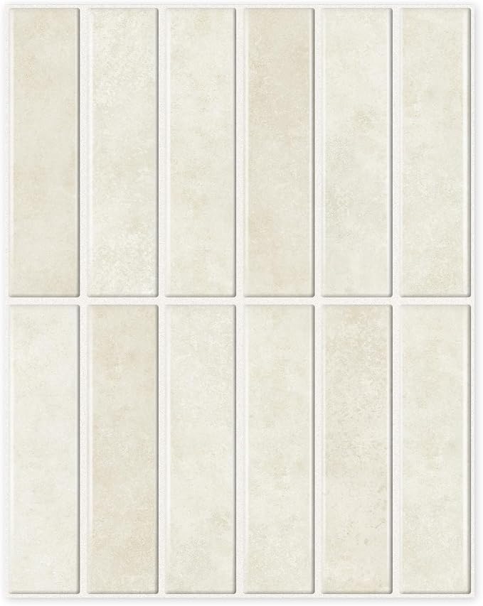 10-Sheet Peel and Stick Backsplash White Stick on Tile, Thick Self-Adhesive Wall Panels for Bathroom Vanity, Coffee Bar & Accent Walls (Beige)