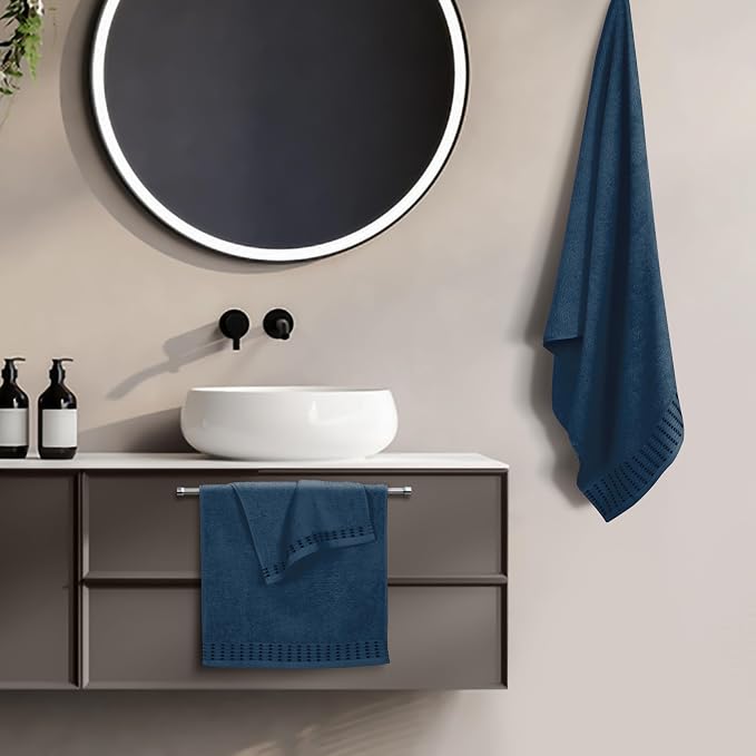 Ultra Soft 3 Pack Cotton Towel Set, Contains a Bath Towels 28x55 inch, a Hand Towels 16x24 inch & a Wash Coths 12x12 inch, Ideal Everyday use, Compact & Lightweight - Mineral Blue