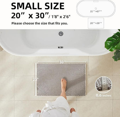 TYUU Waffle Bath Mat, Boho Bathroom Rugs Non Slip, 30x20 Light Grey | Super Absorbent Quick Dry Bath Rug, Non-Slip Backing, Soft Waffle Washable Farmhouse Bathroom Mats, Tub, Shower & Home Decor