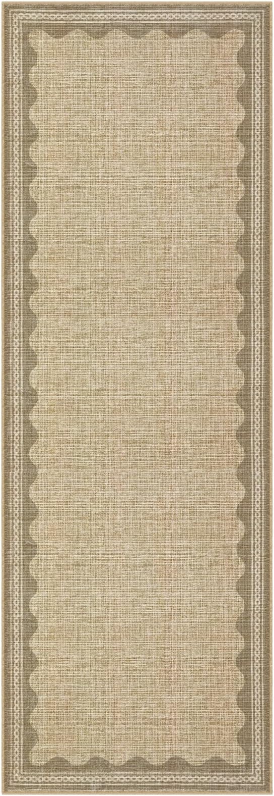 Garvee 2x6 Runner Rug Washable Hallway Runner Rug Bordered Print Rugs Jute | Soft Touch Non Slip Non-Shedding Low Pile Stain-Resistant Foldable Long Indoor Carpet for Entryway Laundry Kitchen Bathroom