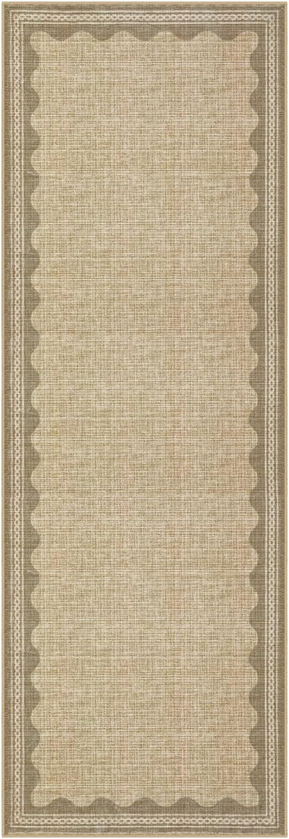 Garvee 2x6 Runner Rug Washable Hallway Runner Rug Bordered Print Rugs Jute | Soft Touch Non Slip Non-Shedding Low Pile Stain-Resistant Foldable Long Indoor Carpet for Entryway Laundry Kitchen Bathroom