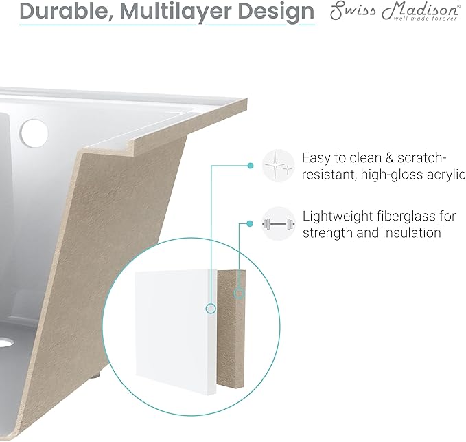 Swiss Madison Voltaire 66" x 32" Left-Hand Drain Alcove Bathtub