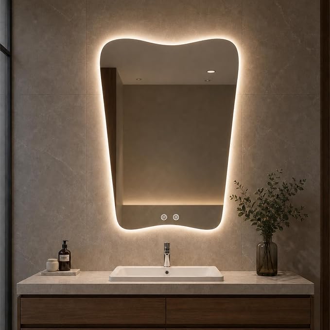 22x30 Inch Backlit Bathroom Mirror, Frameless LED Vanity Mirror with Lights, Dimmable Anti-Fog,Vertical Wall Mount for Bathroom Makeup, 3 Color Changing, Shatterproof, Touch Sensor