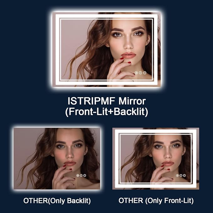 55x36 Inch LED Bathroom Mirror with Lights | Front and Backlit, 3 Colors, Dimmable, Memory, Anti Fog, Shatterproof, Horizontal/Vertical, Lighted Mirrors for Bathroom Wall
