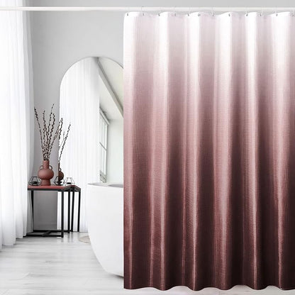 Burgundy Ombre Fabric Shower Curtain for Bath Decor, 72 x 72 | Burgundy Gradient Fabric Shower Curtain, Cloth-Textured Bathroom Curtains Shower Set, Water Repellent and Machine Washable