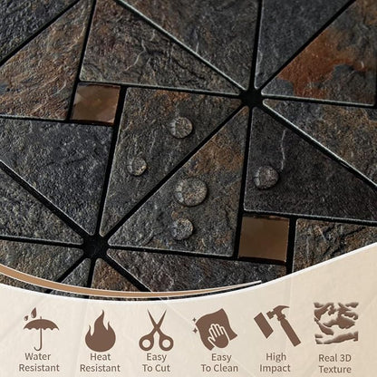 DICOFUN 1 Sheet Rustic Slate Look Peel and Stick Backsplash Tile, Mixed Glass Self-Adhesive Mosaic Tiles, Stainless Steel Stick on Wall Tiles for Kitchen and Bathroom Backspalsh, Mirror Decor