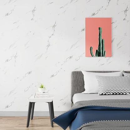 Stickyart Carrara Marble Floor Tile Vinyl Flooring Tiles Peel and Stick Floor Bathroom Waterproof 12"x24" White Marble Vinyl Flooring Tile for Bedroom Kitchen RV Self Adhesive Stick on Wall Tiles 4pcs