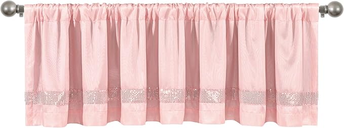 Lush Decor Night Sky Sequins Valance, Single, 84" W x 18" L, Blush & Silver - Extra Wide Curtain - Kitchen Curtain Valance - Modern Glam Decor - Bathroom Or Kitchen Valance For Windows