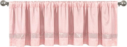 Lush Decor Night Sky Sequins Valance, Single, 84" W x 18" L, Blush & Silver - Extra Wide Curtain - Kitchen Curtain Valance - Modern Glam Decor - Bathroom Or Kitchen Valance For Windows