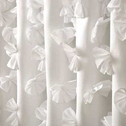 Lush Decor Riley Shower Curtain, 72" W x 72" L, White - Bathroom Curtain - Coquette Decor - Bow Shower Curtains - Cottage Core - Fabric Shower Curtains