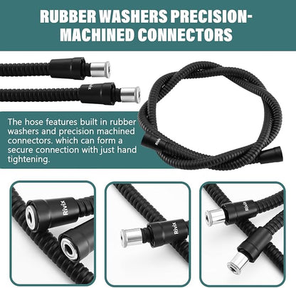 Shower Hose Extra Long Shower Hose-Replacement-PVC Encapsulated Stainless Steel Core,Rust-Resistant &No Teflon Tape Needed,Flexible&Kink-Resistant for Handheld Shower Heads Pets,RV Black 70"