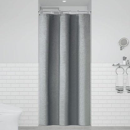 BTTN Stall Grey Fabric Shower Curtain, 230GSM Linen Textured Heavy Duty Cloth Shower Curtain Set with Hooks, Waterproof Neutral Weighted Luxury Decorative Shower Curtains for Bathroom(Gray, W36xH72)