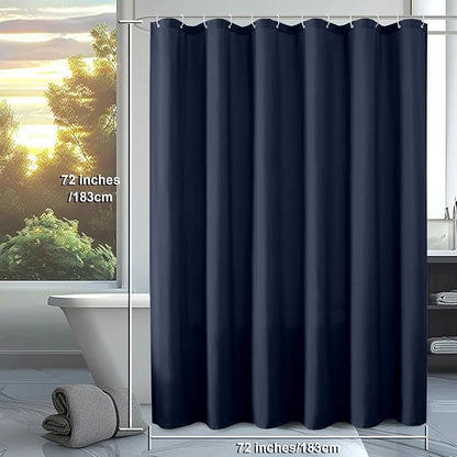 Zora 36 x 72 Inch Stall Fabric Shower Curtain - Soft Small Shower Curtain for Bathroom for Narrow Stall Size, Machine Washable Water Resistance, Hotel Style, Navy Blue