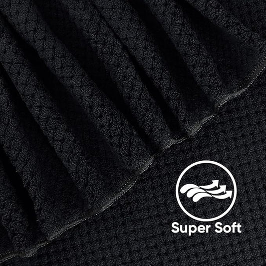 HOMEXCEL Bath Towels Pack of 2, (27 x 54 Inches) Microfiber Ultra Soft Highly Absorbent Bath Towel Set, Lightweight and Quick Drying Towels for Body, Sport, Yoga, SPA, Fitness, Black
