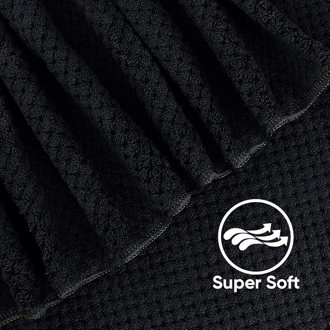 HOMEXCEL 4PK Bath Towel Set, 30x60 in, Absorbent Large Towels for Bathroom | Ultra Soft, Lightweight, Quick Dry Towels for Pool, Beach, Swim, Yoga, SPA, Black