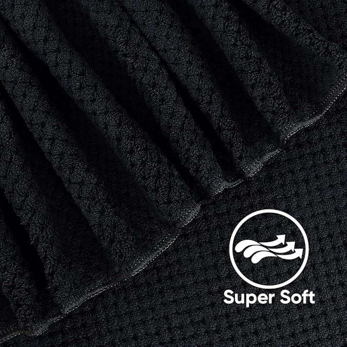 HOMEXCEL 8PK Bath Towel Set, Soft Absorbent, 2 Bath, 2 Hand, 4 Wash, Black | Light Weight, Quick Drying Towel Set for Bathroom, Gym, Hotel, SPA, Sport, Yoga, Fitness