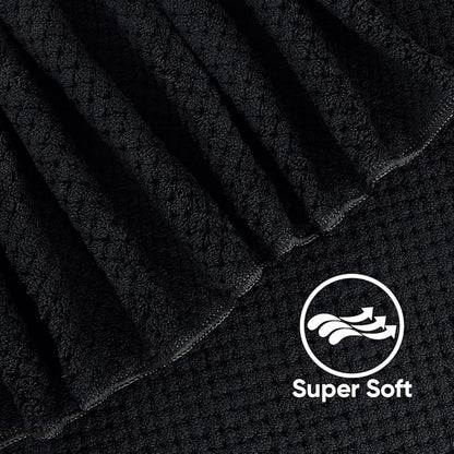 HOMEXCEL 8PK Bath Towel Set, Soft Absorbent, 2 Bath, 2 Hand, 4 Wash, Black | Light Weight, Quick Drying Towel Set for Bathroom, Gym, Hotel, SPA, Sport, Yoga, Fitness