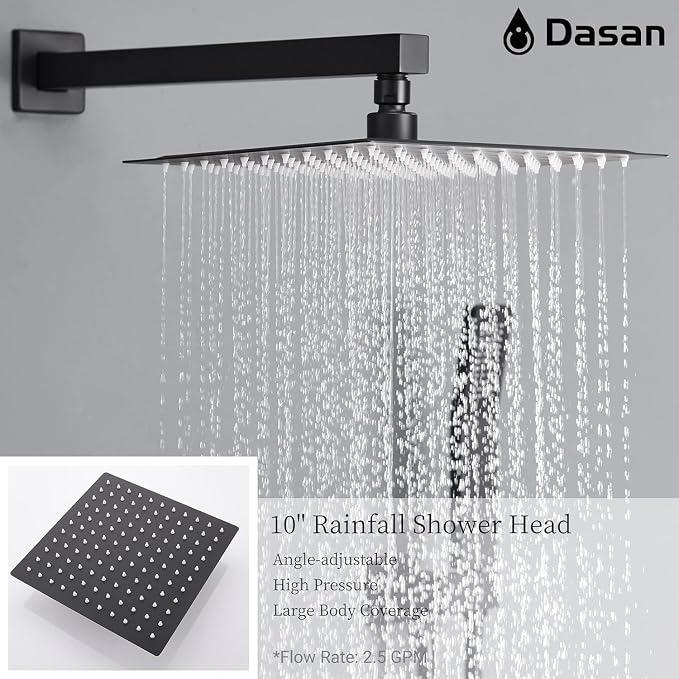 DASAN Tub Shower Faucets Sets Complete Matte Black Bathtub Shower System with Tub Spout, Bathtub Faucet Set Tub and Shower Faucet Combo Trim Kit with Rough-in Valve