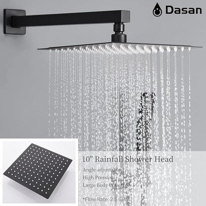 DASAN Tub Shower Faucets Sets Complete Matte Black Bathtub Shower System with Tub Spout, Bathtub Faucet Set Tub and Shower Faucet Combo Trim Kit with Rough-in Valve