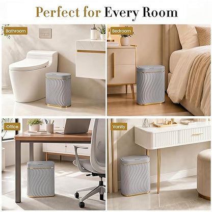 Ogikey Bathroom Small Trash Can with Automatic Touchless Lid, 2.6 Gallon Smart Garbage Can Narrow Waterproof Trash Bin for Bedroom, Office, Living Room