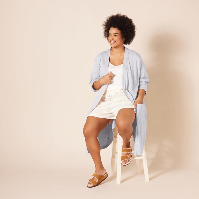 Amazon Essentials Women's Lightweight Waffle Full-Length Bath Robe (Available in Plus Size)