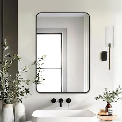 Bathroom Vanity Mirror, Black Framed Mirror for Over Sink, 30x20 | HD glass, distortion-free for makeup and grooming, Sturdy frame, all mounting hardware, hangs horizontal or vertical