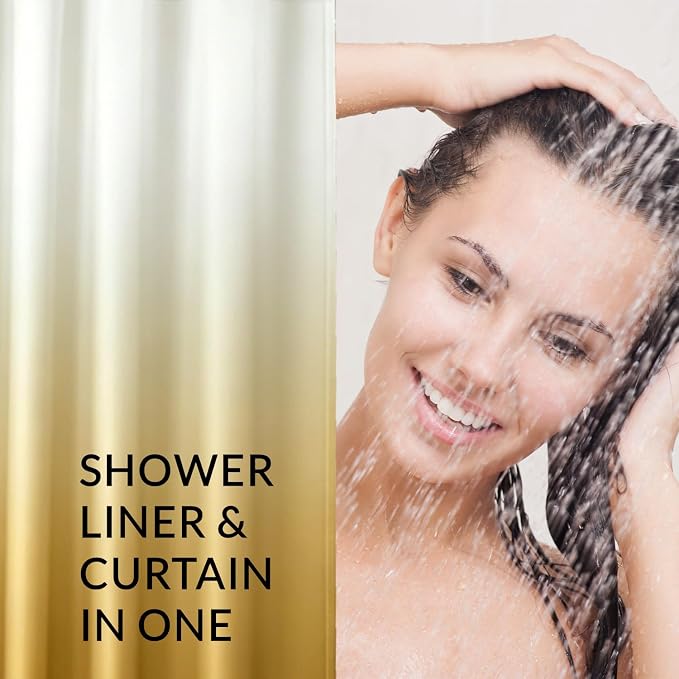 Felisa Ombre Yellow and White Shower Curtain Liner,Waterproof Fabric Shower Curtain with 3 Weighted Magnets, Odorless Cloth Lightweight Bathroom Curtain,Sturdy Rustproof Grommets,72 x 72