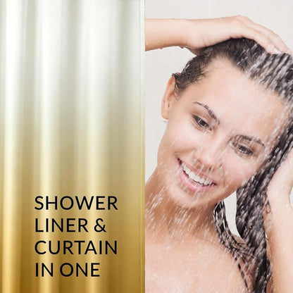 Felisa Ombre Yellow and White Shower Curtain Liner,Waterproof Fabric Shower Curtain with 3 Weighted Magnets, Odorless Cloth Lightweight Bathroom Curtain,Sturdy Rustproof Grommets,72 x 72