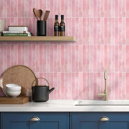 10 Sheet 9 * 11.4 in backsplash Tiles Peel Stick for Kitchen Bathroom Laundry RV Wall Decor, Thickened Wall Tile Stickers Stick Girls' Room Tile backsplash(Pink)