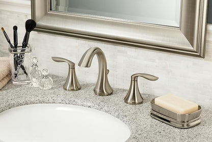 Moen Eva Brushed Nickel Two-Handle High Arc Widespread Bathroom Sink Faucet for 3-Hole Setups with Valve Included, TV6420BN