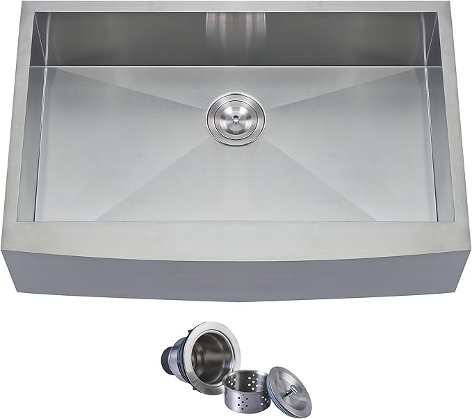 KINGO HOME Farmhouse Sink 33 Inch,16 Gauge Undermount Single Bowl 304 Stainless Steel Farmhouse Kitchen Sink, 9 Inch Deep Apron Front Farm Sink with drain