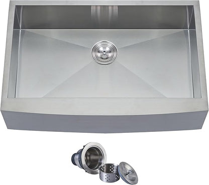 KINGO HOME Farmhouse Sink 33 Inch,16 Gauge Undermount Single Bowl 304 Stainless Steel Farmhouse Kitchen Sink, 9 Inch Deep Apron Front Farm Sink with drain