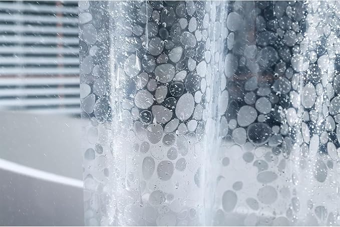 60 inch Height Shorted 8G Waterproof Shower Curtain Liner, Pebble Pattern, 3 Heavy Duty Magnets, Premium EVA Material Not PVC(72W x 60H)