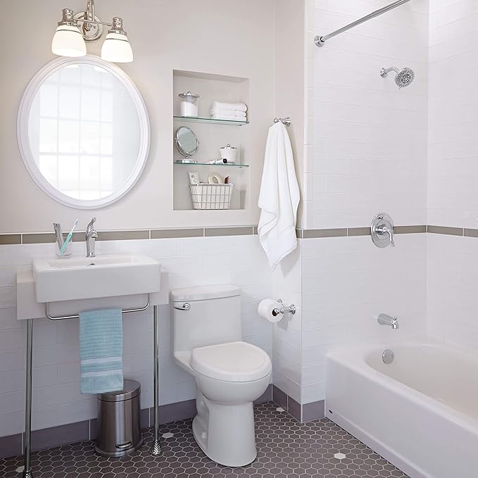 American Standard 2403128.020 Compact Cadet 3 One-Piece Toilet with Slow-Close Seat, Elongated Front, Left-Hand Flush, White, 1.28 gpf