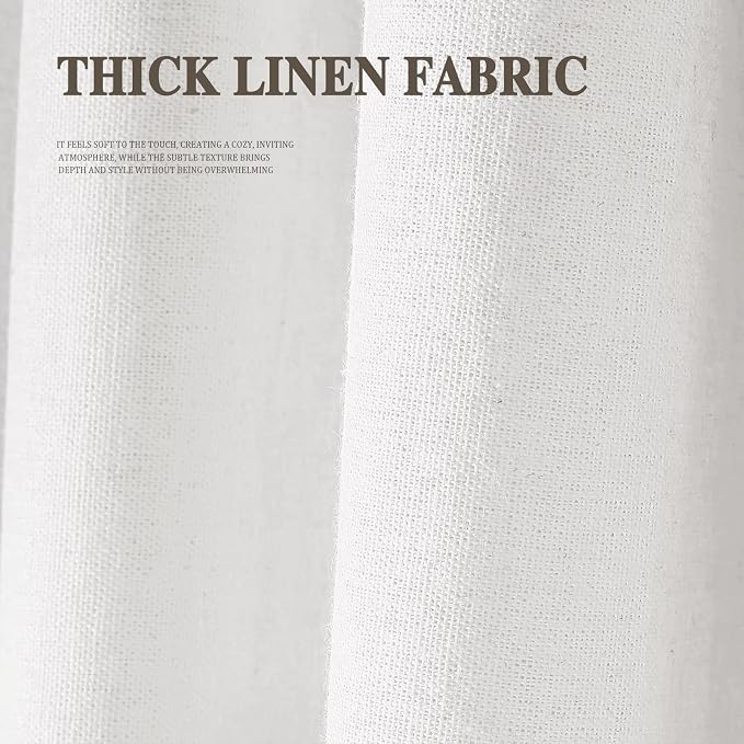 Farmhouse Shower Curtain Ruffle Linen White 54" W x 72" L | Farmhouse Boho, Bottom Ruffle, Cotton Fabric, Rustic, Country, Natural Look, Washable, Shower Curtain for Bathroom Bathtub