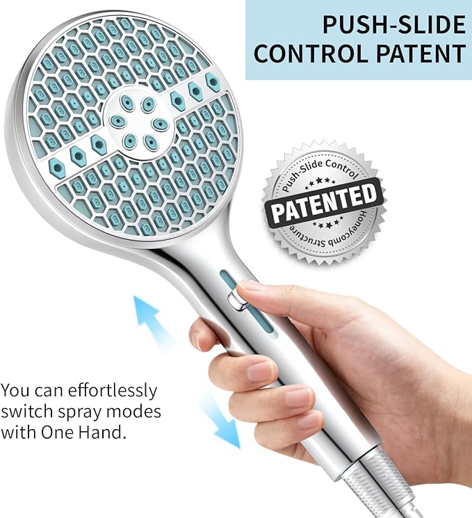 Shower Head With Handheld, 9-Mode High Pressure Handheld Showerhead | Built-in Pause Mode & Power Wash, Anti-clog Nozzles Hand Shower, Leakproof 71 Inch Hose & Adjustable Bracket, Chrome