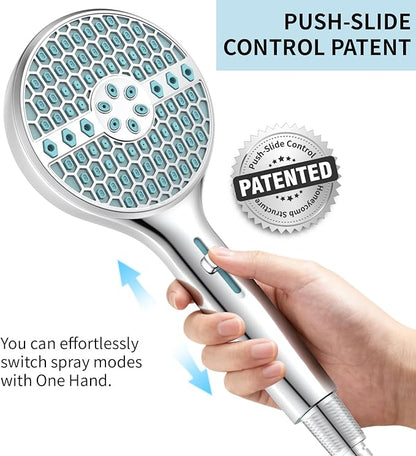 Shower Head With Handheld, 9-Mode High Pressure Handheld Showerhead | Built-in Pause Mode & Power Wash, Anti-clog Nozzles Hand Shower, Leakproof 71 Inch Hose & Adjustable Bracket, Chrome