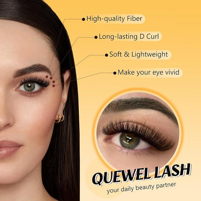 QUEWEL Lash Clusters, Cluster Lashes 30D+40D+50D Eyelash Clusters D Curl | Individual Lashes 10-16mm Cluster Eyelash Extensions Create Kinds of Beauty Look (DH-30D+40D+50D)