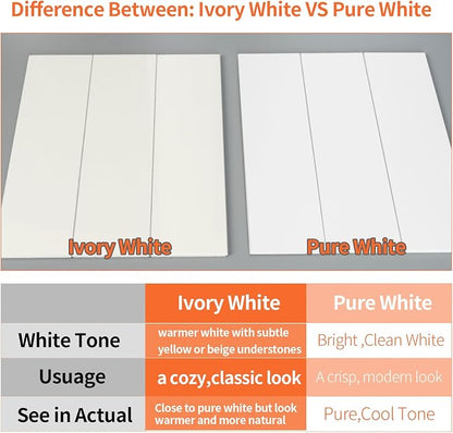 80-Piece Ivory White Thick PVC Peel and Stick Backsplash, 2" x 8" Waterproof Subway Tile Peel and Stick Wall Tiles for Kitchen and Bathroom