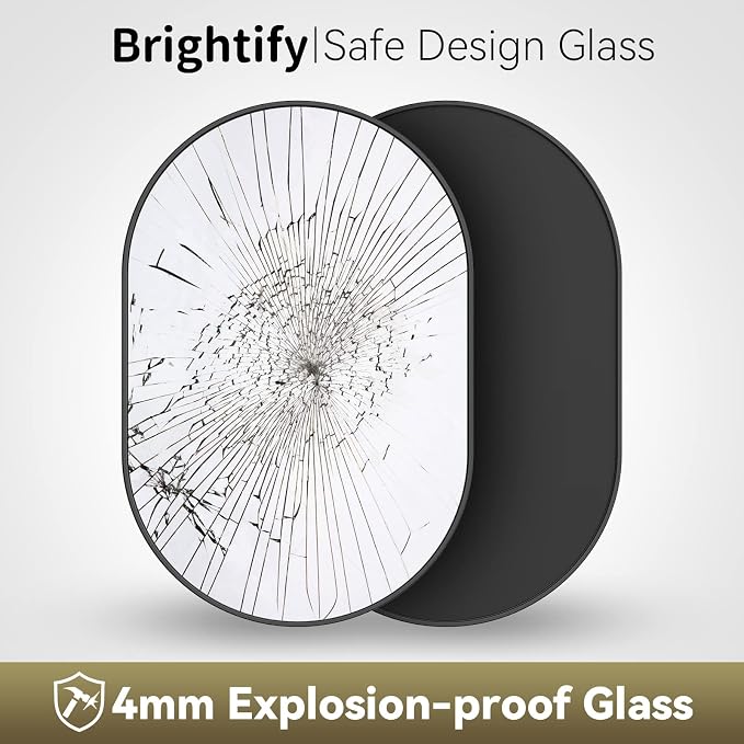 Brightify Black Oval Mirror for Bathroom 24x40 Inch, Matte Black Vanity Mirrors for Wall Metal Frame, Modern Wall Mirror for Bedroom Living Room Wall Decorative Hang Vertical and Horizontal