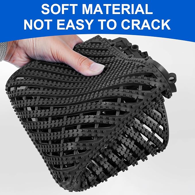 Modular Interlocking Cushion 12 Pack 11.8" x 11.8" Rubber Floor Tiles Non-Slip Splicing Drainage Mats for Deck, Pool, Shower, Patio, Balcony, Bathroom, Kitchen, Yard (2 Rows Dots, Black)