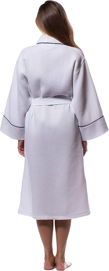 Turquaz Womens Lightweight Waffle Kimono Bathrobe for Men - Soft Quick-Dry Spa & Summer Towel Robe, Cotton Blend