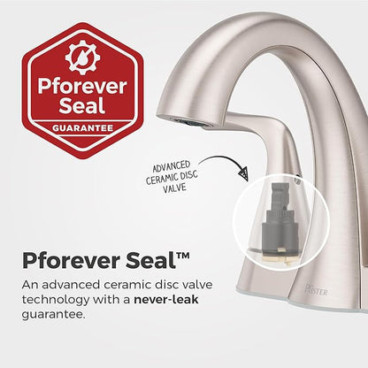 Pfister Willa Bathroom Sink Faucet, 4-Inch Centerset, 2-Handle, 3-Hole, NSF Certified, Spot Defense Brushed Nickel Finish, LF048MALGS