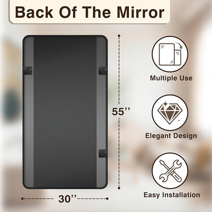 Vanity Bathroom Mirror, 30”x55” Black Bathroom Mirror for Over Sink | HD Tempered Glass, Anti-Rust Frame, Vertical or Horizontal, Wall Mirrors for Bathroom Sink, Living Room, Entryway, Bedroom